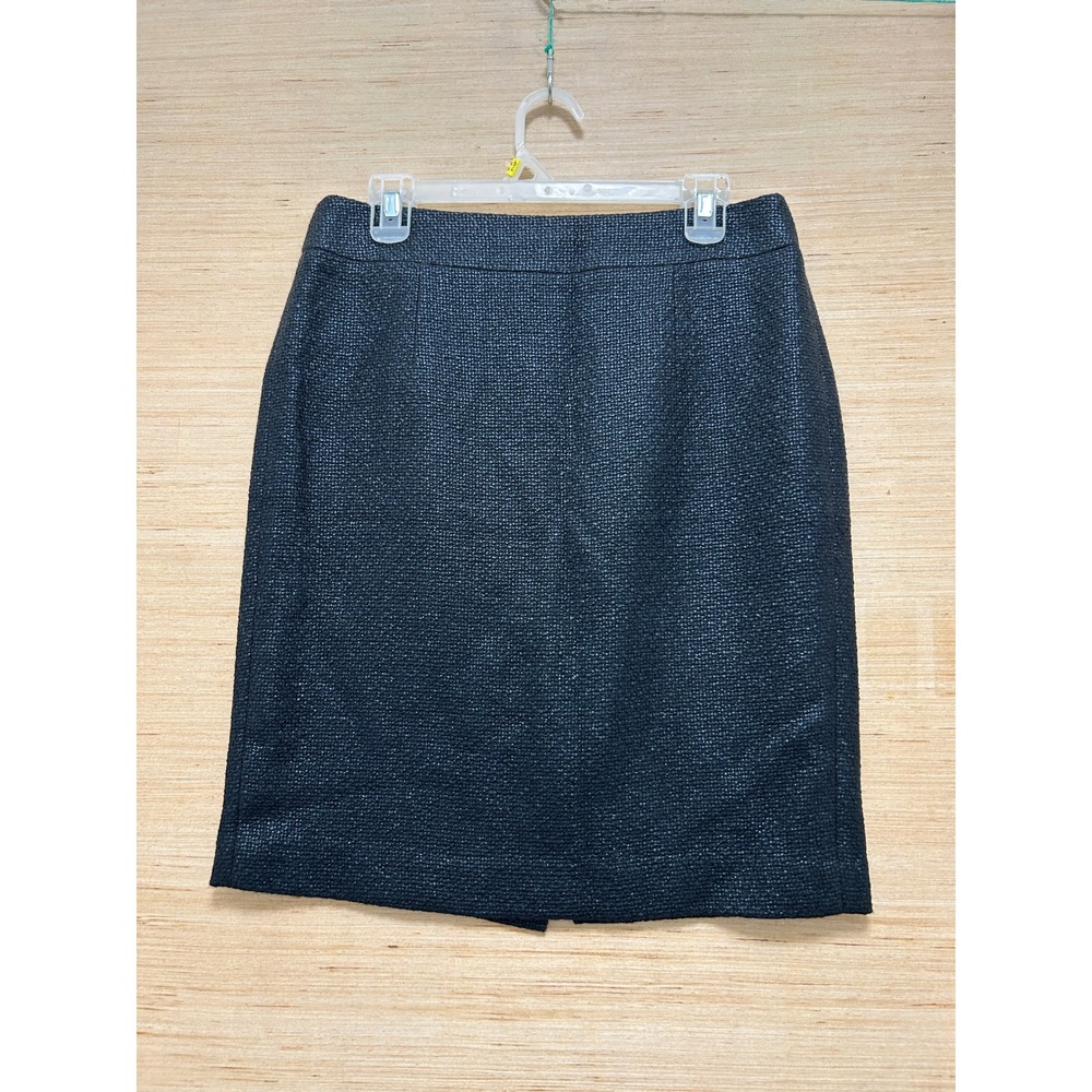 Banana Republic Womens Size 10 Navy Blue Textured Tweed Metallic Pencil Skirt
